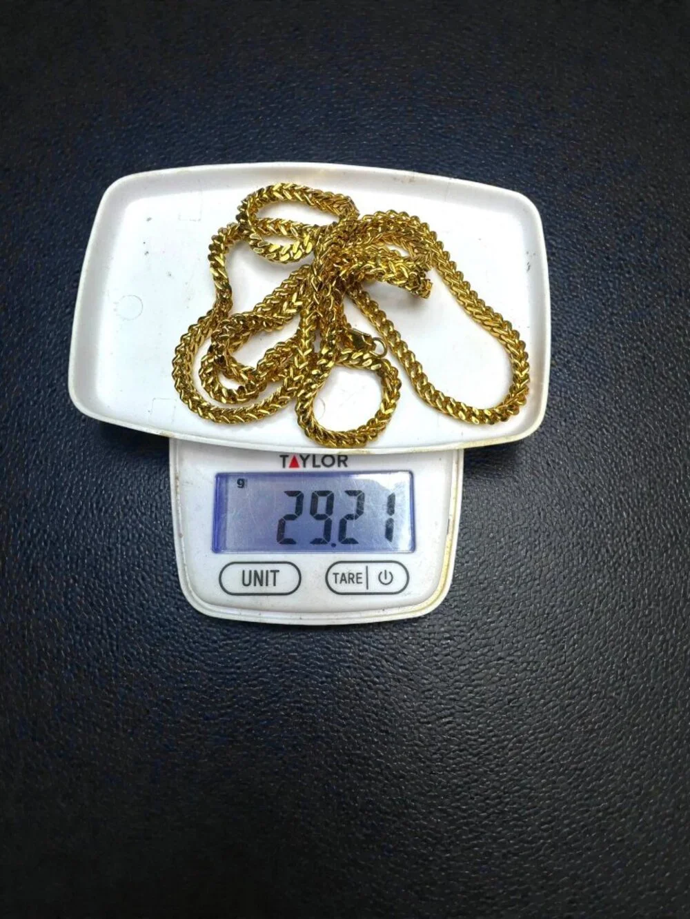 Gold Tone Stainless Steel Wheat Chain Necklace 30